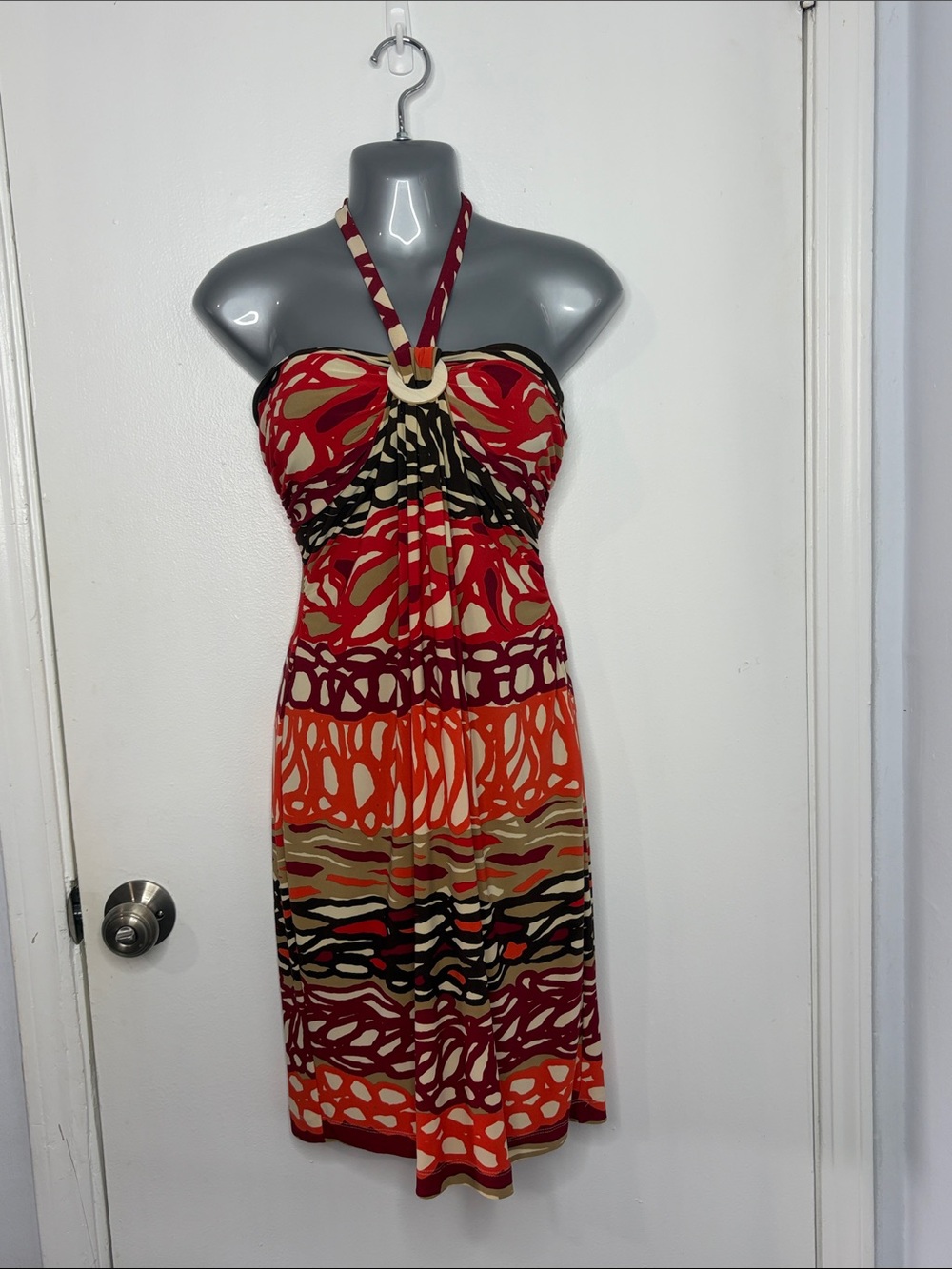 Nine West Strapless Halter Abstract Sundress Y2K - Picture 2 of 10